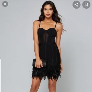 Bebe Feather Hem Bandage Dress